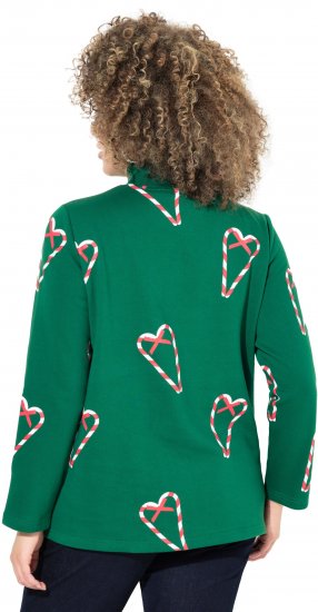 Ulla Popken Candy Cane Graphic Sweatshirt Meadow Green - Puloverji & jopice - 