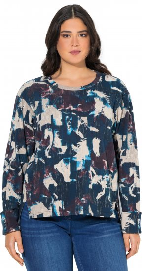 Ulla Popken Horse Print Long Sleeve Sweatshirt Navy - Puloverji & jopice - 