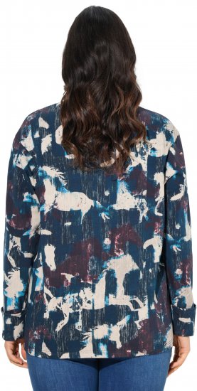 Ulla Popken Horse Print Long Sleeve Sweatshirt Navy - Puloverji & jopice - 