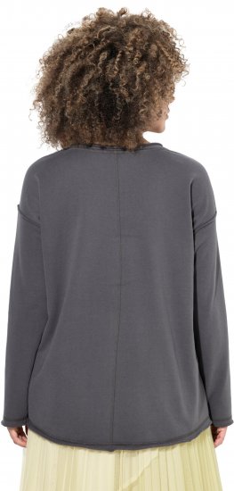 Ulla Popken Inspire Lettering V-Neck Sweatshirt Graphite Grey - Puloverji & jopice - 