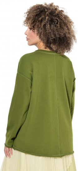 Ulla Popken Inspire Lettering V-Neck Sweatshirt Blooming Bay - Puloverji & jopice - 