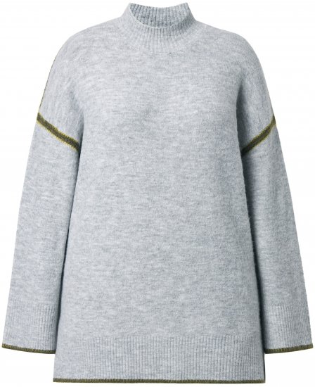 Ulla Popken Decorative Seam Sweater Light Grey Melange - Puloverji & jopice - 