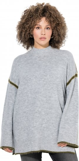 Ulla Popken Decorative Seam Sweater Light Grey Melange - Puloverji & jopice - 