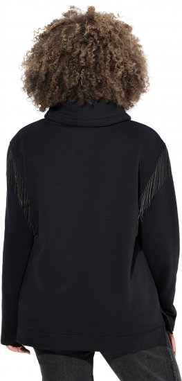 Ulla Popken Chain Fringe Smooth Fleece Sweatshirt Black - Puloverji & jopice - 