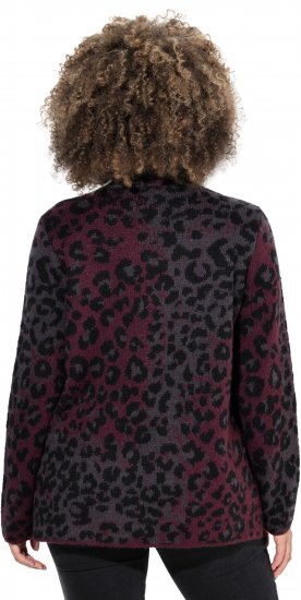 Ulla Popken Leopard Print Scarf Sweater Dark Wine Red - Puloverji & jopice - 