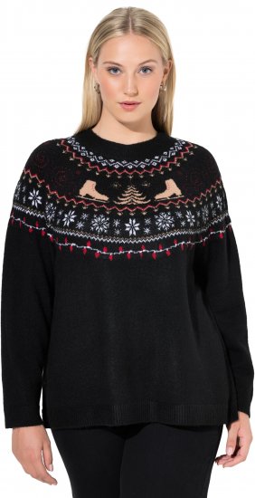 Ulla Popken Norwegian Style Christmas Sweater Black - Puloverji & jopice - 