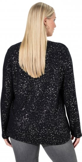 Ulla Popken Metallic Print Extra Soft Christmas Sweatshirt Black - Puloverji & jopice - 