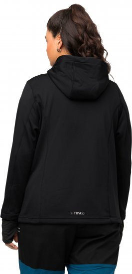 Ulla Popken HYPRAR Zip Front Hooded Stretch Sweatshirt Black - Puloverji & jopice - 