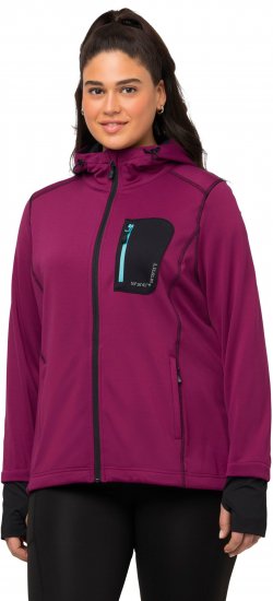 Ulla Popken HYPRAR Zip Front Hooded Stretch Sweatshirt Blackberry - Puloverji & jopice - 