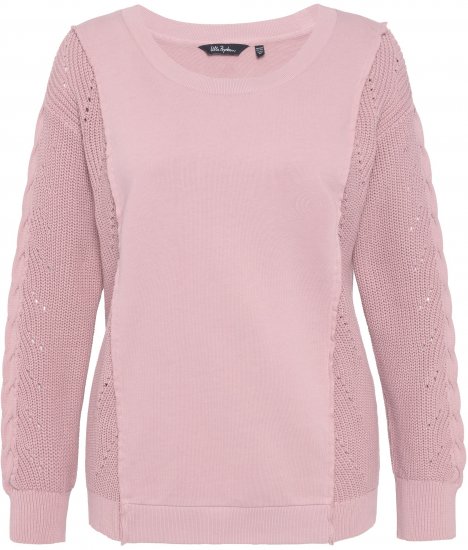 Ulla Popken Mixed Knit Patch Look Sweatshirt Old Pink - Puloverji & jopice - 