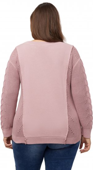 Ulla Popken Mixed Knit Patch Look Sweatshirt Old Pink - Puloverji & jopice - 