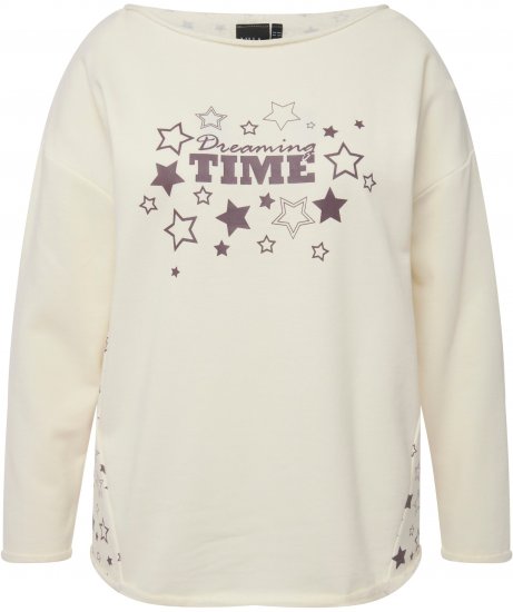 Ulla Popken Dreaming Time Long Sleeve Sweatshirt Chalk - Puloverji & jopice - 