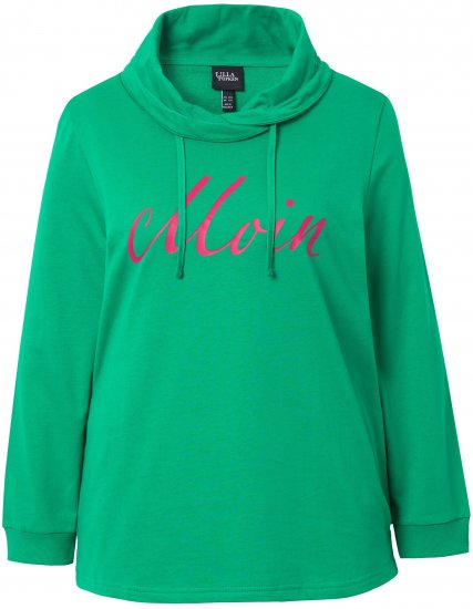 Ulla Popken HELLO Classic Fit Stand-Up Collar Sweatshirt Navy - Ulla Popken - 