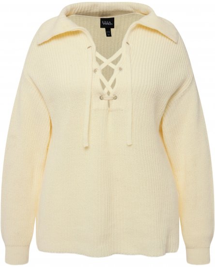 Ulla Popken Lace Up Sailor Collar Sweater Vanilla - Puloverji & jopice - 