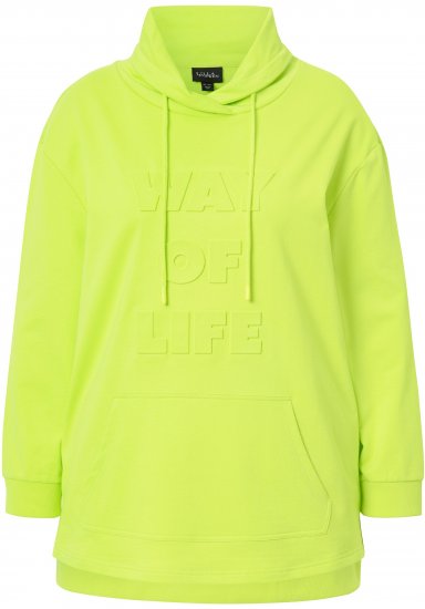 Ulla Popken Embossed Letter Sweatshirt Lime - Puloverji & jopice - 