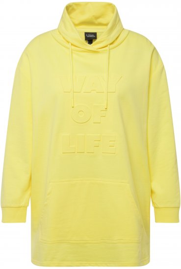 Ulla Popken Embossed Letter Sweatshirt Lemon Yellow - Puloverji & jopice - 