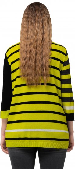 Ulla Popken Mixed Stripe 3/4 Sleeve Colorblock Sweater Apple Green - Puloverji & jopice - 