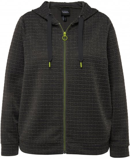 Ulla Popken Textured Metallic Knit Sweatshirt With Hood Graphite Grey - Puloverji & jopice - 