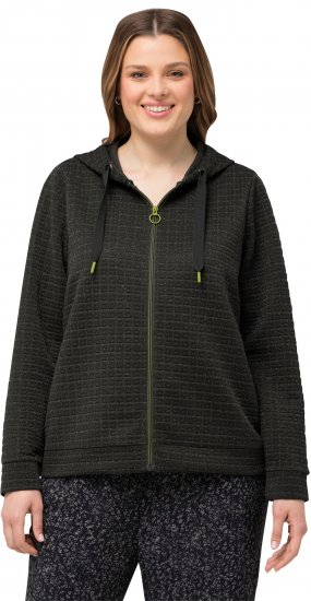 Ulla Popken Textured Metallic Knit Sweatshirt With Hood Graphite Grey - Puloverji & jopice - 