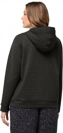 Ulla Popken Textured Metallic Knit Sweatshirt With Hood Graphite Grey - Puloverji & jopice - 
