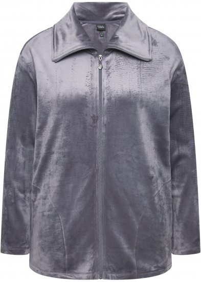 Ulla Popken Velour Loungewear Jacket Dark Grey - Puloverji & jopice - 