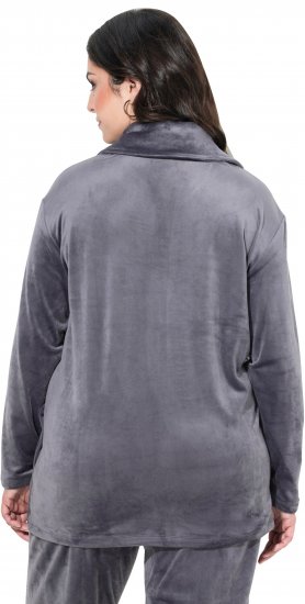 Ulla Popken Velour Loungewear Jacket Dark Grey - Puloverji & jopice - 