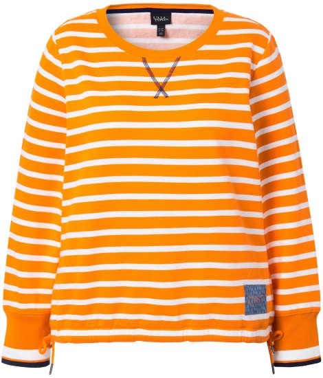 Ulla Popken Striped Drawstring Hem Sweatshirt Orange - Puloverji & jopice - 