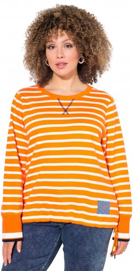 Ulla Popken Striped Drawstring Hem Sweatshirt Orange - Puloverji & jopice - 