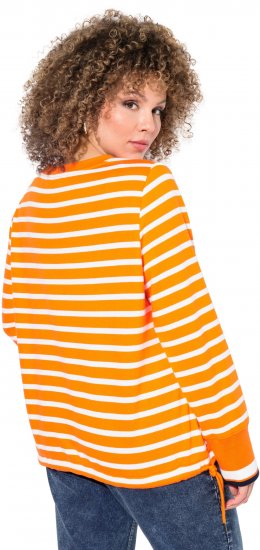 Ulla Popken Striped Drawstring Hem Sweatshirt Orange - Puloverji & jopice - 