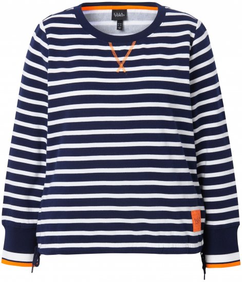 Ulla Popken Striped Drawstring Hem Sweatshirt Navy - Puloverji & jopice - 