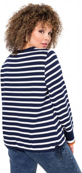 Ulla Popken Striped Drawstring Hem Sweatshirt Navy - Puloverji & jopice - 