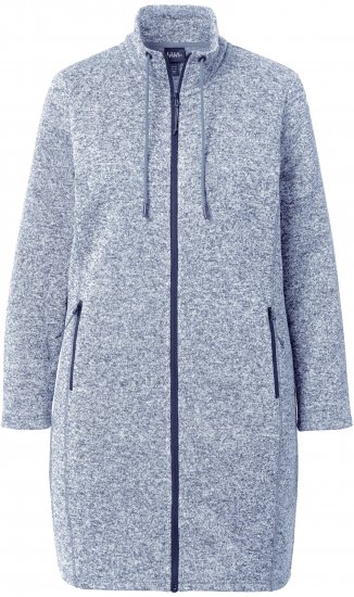 Ulla Popken Longline Knit Fleece Jacket Sky Blue - Puloverji & jopice - 