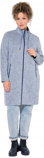 Ulla Popken Longline Knit Fleece Jacket Sky Blue - Puloverji & jopice - 