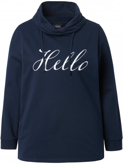 Ulla Popken HELLO Classic Fit Stand-Up Collar Sweatshirt Navy - Puloverji & jopice - 