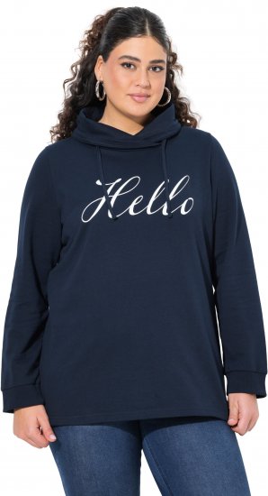 Ulla Popken HELLO Classic Fit Stand-Up Collar Sweatshirt Navy - Puloverji & jopice - 