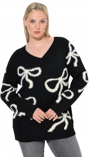 Ulla Popken Glitter Bow Sweater Black - Puloverji & jopice - 