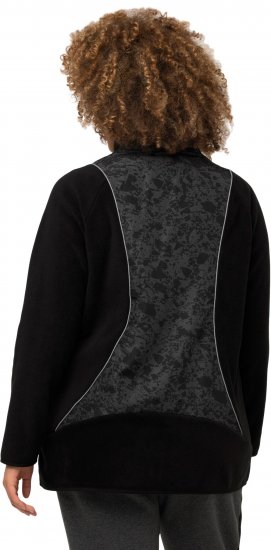 Ulla Popken Patch Print Fleece Jacket Black - Puloverji & jopice - 