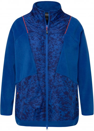 Ulla Popken Patch Print Fleece Jacket Denim Blue - Puloverji & jopice - 