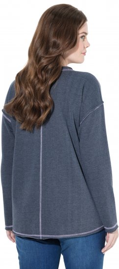 Ulla Popken Houston Textured Lettering Sweatshirt Navy - Puloverji & jopice - 