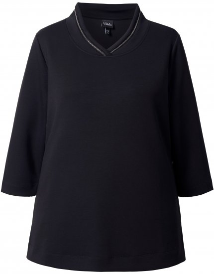 Ulla Popken Decorative Chain Collar Sweatshirt Black - Puloverji & jopice - 