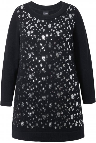Ulla Popken Sequined Soft Fine Knit Sweater Black - Puloverji & jopice - 