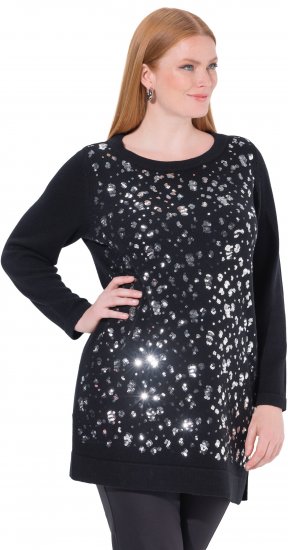 Ulla Popken Sequined Soft Fine Knit Sweater Black - Puloverji & jopice - 