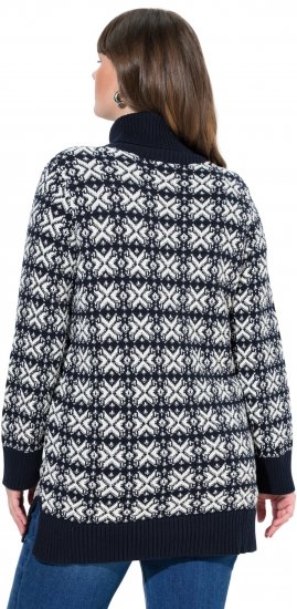 Ulla Popken Eco Cotton Geometric Snowflake Sweater Navy - Puloverji & jopice - 