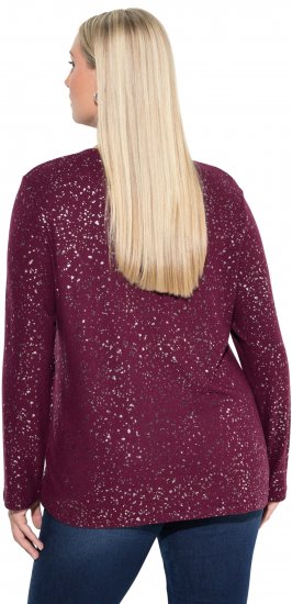 Ulla Popken Metallic Print Extra Soft Christmas Sweatshirt Dark Wine Red - Puloverji & jopice - 