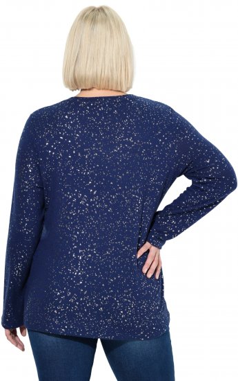 Ulla Popken Metallic Print Extra Soft Christmas Sweatshirt Ink Blue - Puloverji & jopice - 