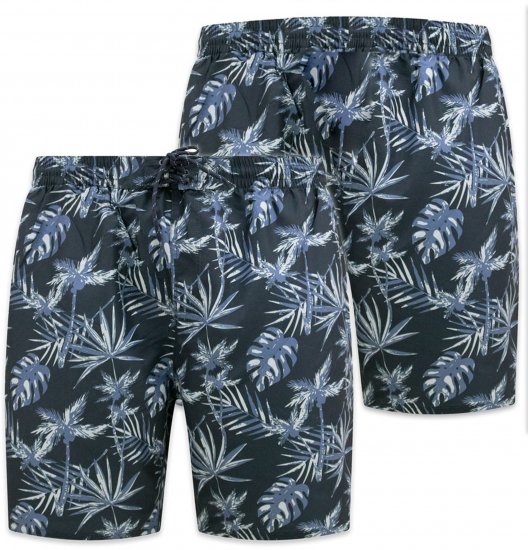 D555 Cleethorpes Hawaii Printed Swimshorts Navy - Kopalne hlače - Moške Kopalne Hlače za Močnejše postave
