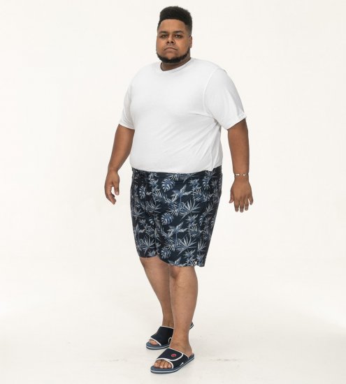 D555 Cleethorpes Hawaii Printed Swimshorts Navy - Kopalne hlače - Moške Kopalne Hlače za Močnejše postave
