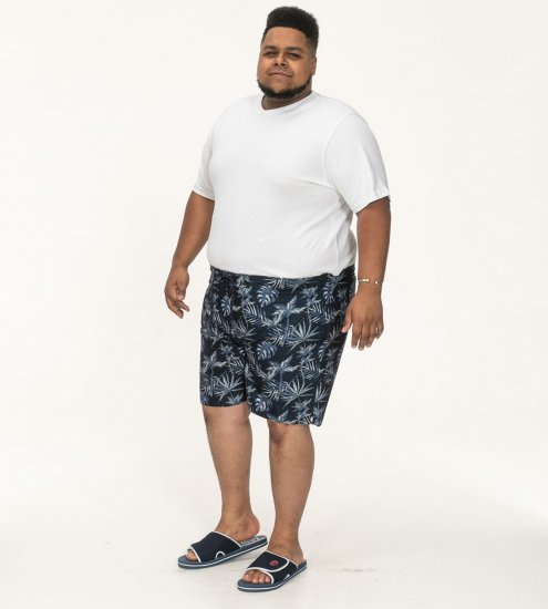 D555 Cleethorpes Hawaii Printed Swimshorts Navy - Kopalne hlače - Moške Kopalne Hlače za Močnejše postave