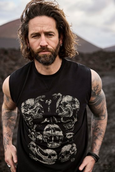 JP1880 Tanktop Skulls Black - Kratke Majice - Moške kratke majice za močnejše postave