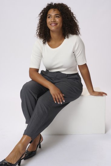 Kaffe Curve Merla Hlače Dark Grey Melange - Kavbojke & Hlače v Velikih Številkah – Plus Size - 